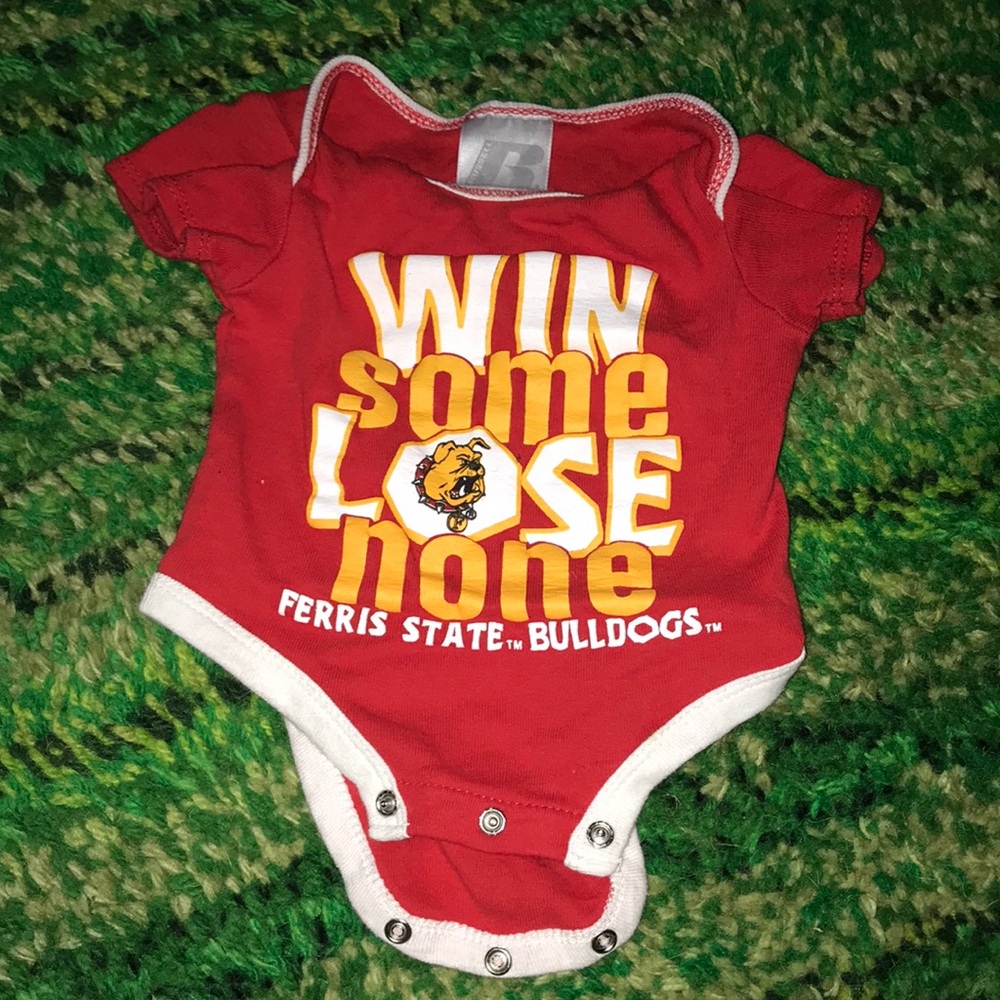 Russell Athletic Red Ferris State Bulldogs Baby Bodysuit with White Trim